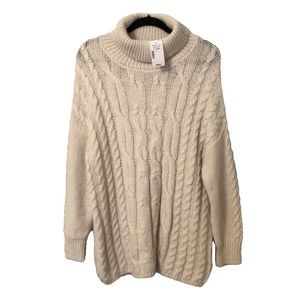 🆕 NWT Ricki’s Cream Thick Cable Knit Turtleneck Sweater